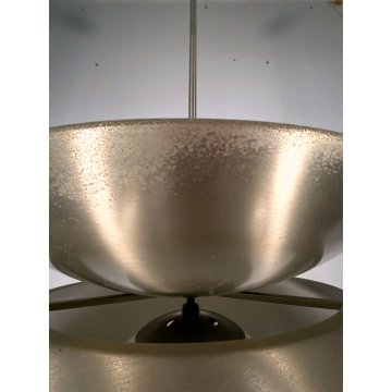 LAMPADARIO SOSPENSIONE Cetra DESIGN Vico Magistretti ARTEMIDE METALLO 4 LUCI '65