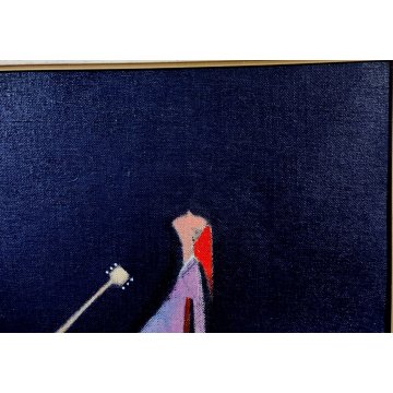 QUADRO DIPINTO olio tela Walter Pozzi LA MASCHERA MORENTE epoca 900 ARLECCHINO