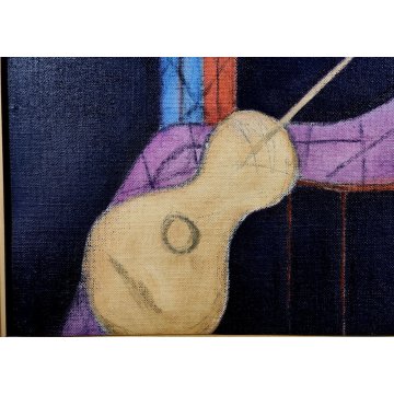 QUADRO DIPINTO olio tela Walter Pozzi LA MASCHERA MORENTE epoca 900 ARLECCHINO