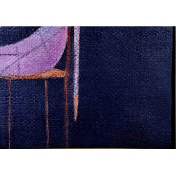 QUADRO DIPINTO olio tela Walter Pozzi LA MASCHERA MORENTE epoca 900 ARLECCHINO