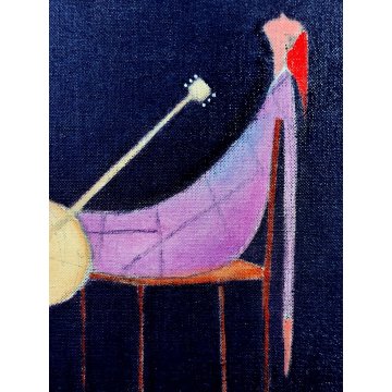 QUADRO DIPINTO olio tela Walter Pozzi LA MASCHERA MORENTE epoca 900 ARLECCHINO