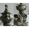 ANTICO CALAMIO METALLO ARGENTATO BAROCCO PUTTO GUFI MASCHERONI FINE '800
