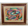 DIPINTO ASTRATTO OLIO su TELA Franco Pulacini PSICHEDELICO forme ARONA 1998
