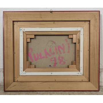 DIPINTO ASTRATTO OLIO su TELA Franco Pulacini PSICHEDELICO forme ARONA 1998