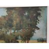 ANTICO QUADRO DIPINTO olio tavola Zapedro PAESAGGIO CAMPAGNA alberi lago FIUME
