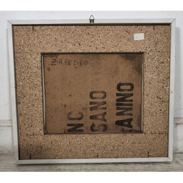 ANTICO QUADRO DIPINTO olio tavola Zapedro PAESAGGIO CAMPAGNA alberi lago FIUME