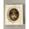 ANTICA MINIATURA RITRATTO GESU sacro cuore CRISTO firmato PREZIOSA CORNICE