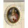 ANTICA MINIATURA RITRATTO GESU sacro cuore CRISTO firmato PREZIOSA CORNICE