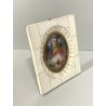 ANTICA MINIATURA RITRATTO GESU sacro cuore CRISTO firmato PREZIOSA CORNICE