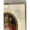 ANTICA MINIATURA RITRATTO GESU sacro cuore CRISTO firmato PREZIOSA CORNICE