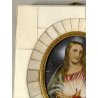 ANTICA MINIATURA RITRATTO GESU sacro cuore CRISTO firmato PREZIOSA CORNICE