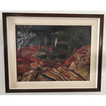 ANTICO QUADRO DIPINTO olio tela EPOCA 800 Beryl Hight Tumiati NATURA MORTA frame