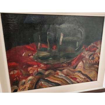 ANTICO QUADRO DIPINTO olio tela EPOCA 800 Beryl Hight Tumiati NATURA MORTA frame