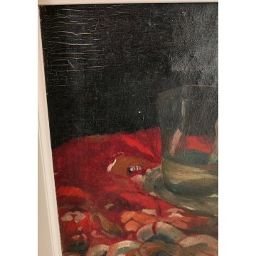 ANTICO QUADRO DIPINTO olio tela EPOCA 800 Beryl Hight Tumiati NATURA MORTA frame