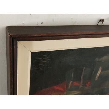ANTICO QUADRO DIPINTO olio tela EPOCA 800 Beryl Hight Tumiati NATURA MORTA frame