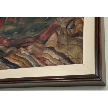 ANTICO QUADRO DIPINTO olio tela EPOCA 800 Beryl Hight Tumiati NATURA MORTA frame