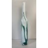VASO BOTTIGLIA VETRO ARTISTICO Murano BIANCO STRIATURE  VERDE BLU 50 cm/h ca '60