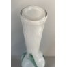 VASO BOTTIGLIA VETRO ARTISTICO Murano BIANCO STRIATURE  VERDE BLU 50 cm/h ca '60
