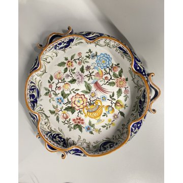 ANTICO CENTROTAVOLA FRUTTIERA CERAMICA Franco Zauli FAENZA DECORO POLICROMO 900