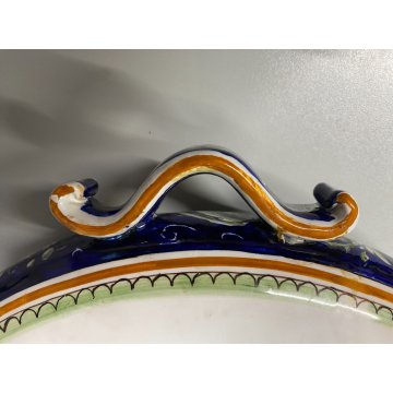 ANTICO CENTROTAVOLA FRUTTIERA CERAMICA Franco Zauli FAENZA DECORO POLICROMO 900