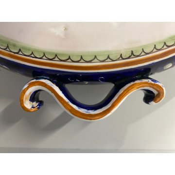 ANTICO CENTROTAVOLA FRUTTIERA CERAMICA Franco Zauli FAENZA DECORO POLICROMO 900