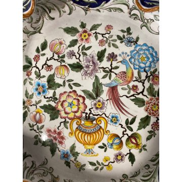 ANTICO CENTROTAVOLA FRUTTIERA CERAMICA Franco Zauli FAENZA DECORO POLICROMO 900