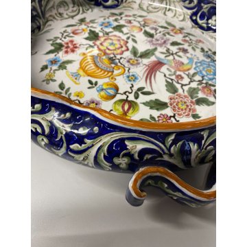 ANTICO CENTROTAVOLA FRUTTIERA CERAMICA Franco Zauli FAENZA DECORO POLICROMO 900