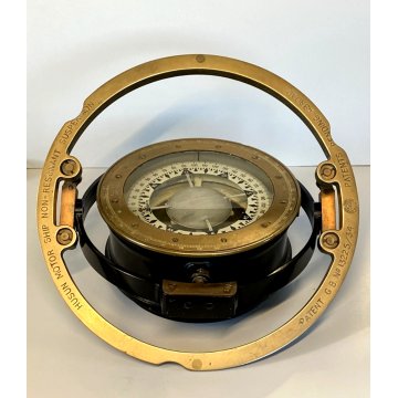 ANTICA BUSSOLA MARINA NAUTICA SOSPENSIONE CARDANICA Husun G.B. OTTONE BREV. 1934