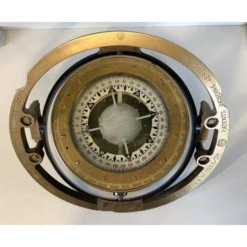ANTICA BUSSOLA MARINA NAUTICA SOSPENSIONE CARDANICA Husun G.B. OTTONE BREV. 1934