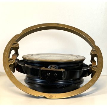 ANTICA BUSSOLA MARINA NAUTICA SOSPENSIONE CARDANICA Husun G.B. OTTONE BREV. 1934
