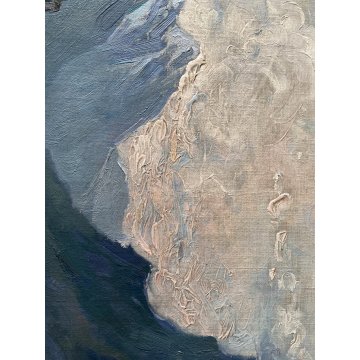 ANTICO DIPINTO OLIO De Corsi Verso la Chiesa VEDUTA PAESAGGIO MONTAGNA FIGURE