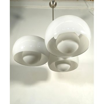LAMPADARIO Triclinio DESIGN Vico Magistretti ARTEMIDE METALLO VETRO OPALINO '70