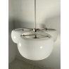 LAMPADARIO Triclinio DESIGN Vico Magistretti ARTEMIDE METALLO VETRO OPALINO '70