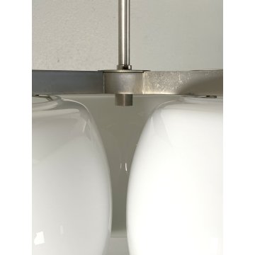 LAMPADARIO Triclinio DESIGN Vico Magistretti ARTEMIDE METALLO VETRO OPALINO '70