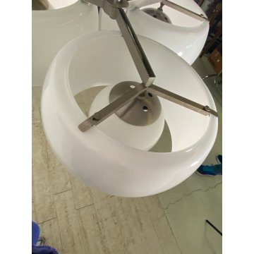 LAMPADARIO Triclinio DESIGN Vico Magistretti ARTEMIDE METALLO VETRO OPALINO '70