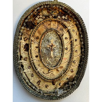 ANTICO RELIQUIARIO a medaglione h 12 cm RELIQUIE SANTI MARTIRI '700
