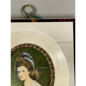ANTICA MINIATURA RITRATTO donna NOBILE firmata PREZIOSA CORNICE