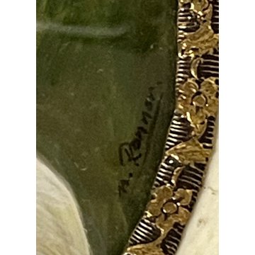 ANTICA MINIATURA RITRATTO donna NOBILE firmata PREZIOSA CORNICE