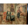 ANTICO QUADRO DIPINTO olio tavola EPOCA 900 Ampelio Lorenzo Garini SCENA INTERNO