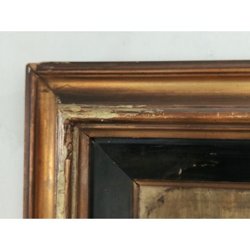 ANTICO QUADRO DIPINTO olio tavola EPOCA 900 Ampelio Lorenzo Garini SCENA INTERNO