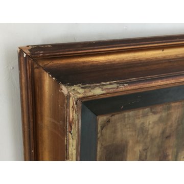 ANTICO QUADRO DIPINTO olio tavola EPOCA 900 Ampelio Lorenzo Garini SCENA INTERNO