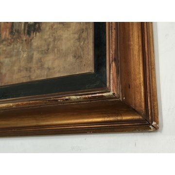 ANTICO QUADRO DIPINTO olio tavola EPOCA 900 Ampelio Lorenzo Garini SCENA INTERNO