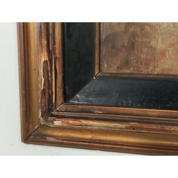 ANTICO QUADRO DIPINTO olio tavola EPOCA 900 Ampelio Lorenzo Garini SCENA INTERNO