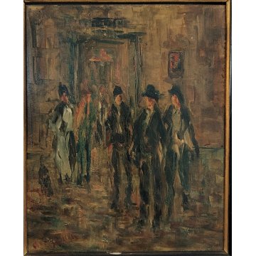 ANTICO QUADRO DIPINTO olio tavola EPOCA 900 Ampelio Lorenzo Garini PERSONAGGI