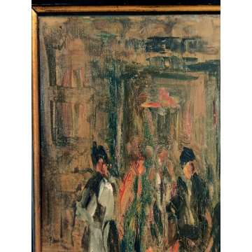 ANTICO QUADRO DIPINTO olio tavola EPOCA 900 Ampelio Lorenzo Garini PERSONAGGI