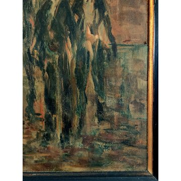 ANTICO QUADRO DIPINTO olio tavola EPOCA 900 Ampelio Lorenzo Garini PERSONAGGI