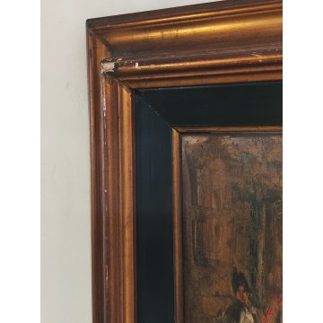 ANTICO QUADRO DIPINTO olio tavola EPOCA 900 Ampelio Lorenzo Garini PERSONAGGI