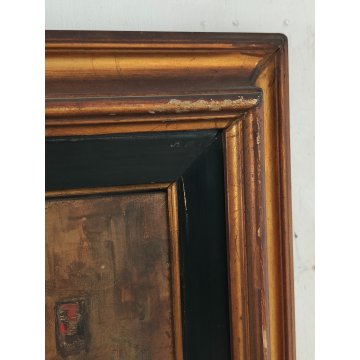 ANTICO QUADRO DIPINTO olio tavola EPOCA 900 Ampelio Lorenzo Garini PERSONAGGI