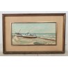 ANTICO QUADRO olio tela D. Binelli EPOCA 900 paesaggio MARINA BARCHE  PESCATORI