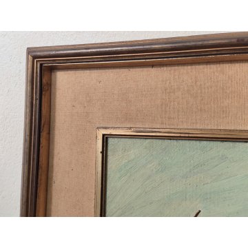 ANTICO QUADRO olio tela D. Binelli EPOCA 900 paesaggio MARINA BARCHE  PESCATORI